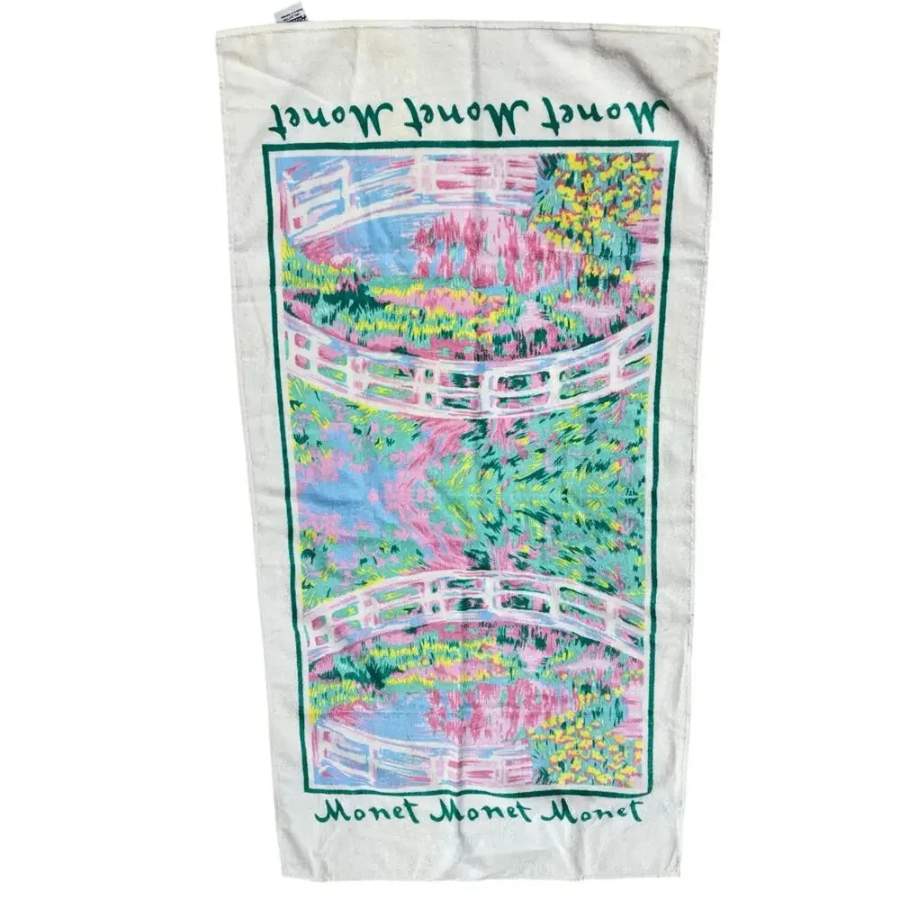 Vintage Hilasal Monet Water Lilies Japanese Bridge Cotton Decorative Bath Towel